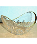 Waterford Crystal Lismore Essence Ellipse 6&quot; Curved Bowl Gold Band #1637... - £102.73 GBP