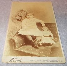 Vintage Cabinet Card Photograph Girl Child with Dolly Poughkeepsie NY - £4.68 GBP