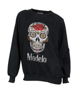 Modelo Especial Sugar Skull Logo Women&#39;s Crew Sweatshirt Black - £42.81 GBP+