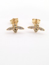 1Ct Round Lab-Created Diamond Women Honey Bee Stud Earring 14k YellowGol... - $146.99