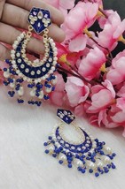 Bollywood Style Designer Enameled Bridal Indian Chandbali Earrings Jewelry Set - £22.91 GBP