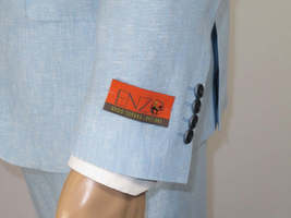 Men's ENZO Linen Spring Summer Suit Light Weight Breathable E58302-9 Light Blue image 5