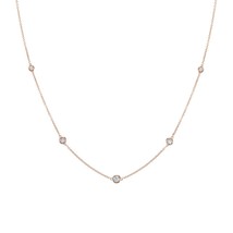 White Diamond Alternatives By the Yard Necklace 14k Rose Gold/925 Silver 18 In - £37.85 GBP