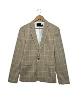 Asos Blazer Mens 38 Short Brown Tan Blazer Window Pane Plaid Sport Coat ... - $54.14 CAD