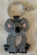 Coach 92326 Koala Fur &amp; Leather Keychain Key Fob Rare Bear Preowned - £70.10 GBP