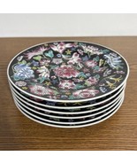 Vintage Chinese Black Background Mille Fleur Set Of 6 Bread Plate 6” - $24.49