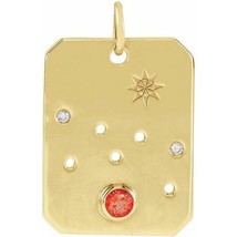 14k Yellow Gold Taurus Zodiac Constellation Mexican Fire Opal Diamond Pe... - £423.84 GBP