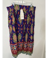 Vintage Basic Instinct Blue Paisley Pattern Stretch Waist Rayon Skirt Si... - $54.45 CAD