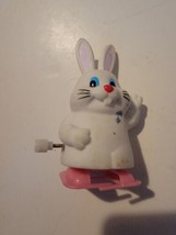 Vintage White Bunny Rabbit Wind Up Toy 1970s Tomy  - $15.68