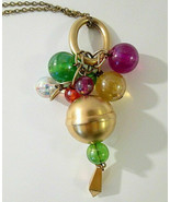 Vintage Chunky Abstract Dangle Cluster Pendant on Gold Tone Chain Necklace - £6.29 GBP