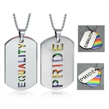 Rainbow Pride Or Equality Necklace Cutout Dog Tag Pendants Gay Lesbian Lgbtq New - £4.67 GBP