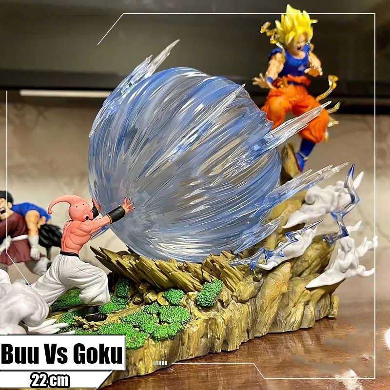 22CM Anime Dragon Ball Z Majin Buu Vs Son Goku Figurine GK Pvc Action Figures - £34.76 GBP+