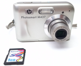 HP Photosmart M437 Silver 5.0 MP Digital Camera - TESTED - £14.93 GBP