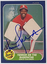 Vince Coleman signed 1986 Fleer On Card Auto #637 (St. Louis Cardinals) - £21.54 GBP
