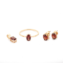 18K Gold Garnet Combo Jewelry Set - £423.65 GBP