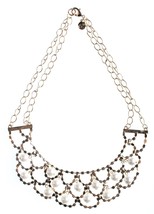 Cohesive Jewels Perle Finte E Cristallo Placcato Oro Scallop Collana Bavaglino - £17.17 GBP