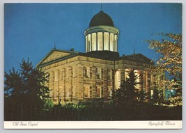 Old State Capitol Springfield Illinois Beautiful Night View Vintage Postcard - £10.80 GBP