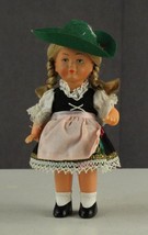 Vintage Hard Plastic 1960&#39;s Austria Costume Ethnic Doll WIND UP Toy 6.25&quot; Tall - £11.11 GBP