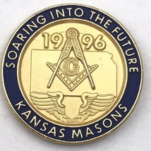 Vintage Masonic Kansas Masons 1996 Gold Tone Enamel Pin - £7.90 GBP