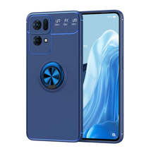 For OPPO Reno7 Pro 5G Metal Ring Holder 360 Degree Rotating TPU Phone Case(Blue) - £14.07 GBP