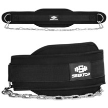 Dip Belt For Weightlifting - Gym Workout Pull Ups Belt With Chain, Neoprene Wais - £35.37 GBP