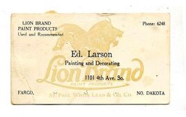 Ed Larson Business Card Lion Brand Paint Products Fargo North Dakota - $11.88