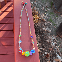 35” Long Bright Colorful Chunky Beaded Graduated Necklace - £22.88 GBP