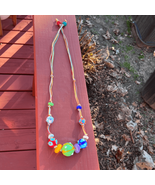 35” Long Bright Colorful Chunky Beaded Graduated Necklace - £22.40 GBP