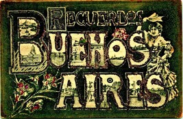 Large Letter Greetings Recuerdos From Buenos Aires Argentina UDB Postcard Micah - £75.28 GBP