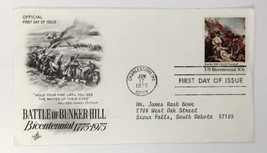 REVOLUTIONARY WAR BATTLE OF BUNKER HILL MASS ARTCRAFT CACHET FDC 1975 - £2.79 GBP