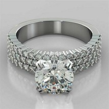 2.80Ct Round Cut Simulated Diamond Engagement Ring Solid 14K White Gold Size 9 - £221.82 GBP