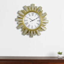 19&quot; Gold And Clear Mirrored Glass And Heavy Duty Plastic Silent Analog S... - $209.63