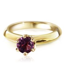 14K Solid Gold Solitaire Ring With Round Natural Purple Amethyst - $688.99