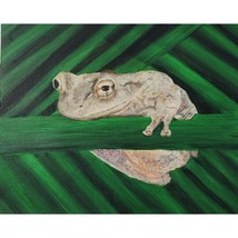 Frog Acrylic Painting Canvas Original 8x10  - £36.16 GBP