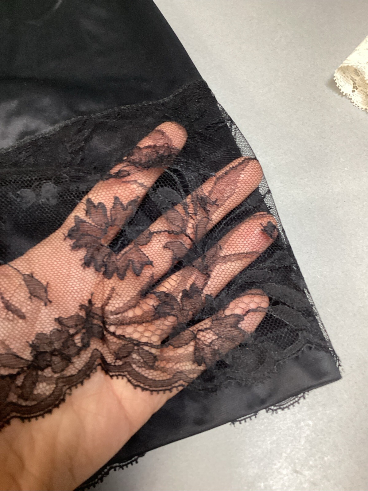 Vintage Black Half Slip With Floral Lace - Medium Item image 5