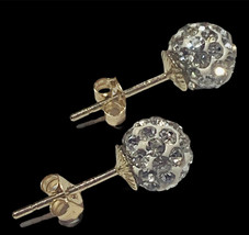 9CT Gold Cz Crystal Stud Earrings 6MM Round White Ball Pierced - £39.50 GBP