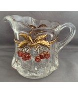 Vintage Northwood Cherry &amp; Cable Clear Ruby &amp; Gold Trim Creamer Cream Pi... - $7.92