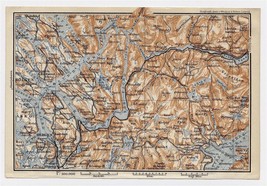 1914 Original Antique Map Of Vicinity Of Bergen / Bergsdalen / Norway - £16.91 GBP