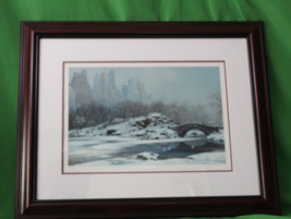 Alexander Chen Central Park Bridge Winter Seriolithograph Numbered Signed Art - £311.38 GBP