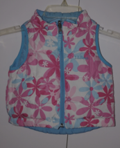 L.L. BEAN INFANT GIRL&#39;S ZIP REVERSIBLE QUILTED DOWN VEST-12/18 MO- - $13.10