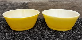 Anchor Hocking Fire-King Lemon Yellow 5&quot; Cereal Bowls - Lot of 2 - Vintage! - £18.49 GBP