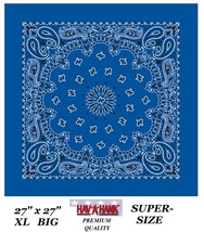 Hav-A-Hank Xl Big Royal Blue Paisley 27&quot; Bandana Head Neck Wrap Scarf Face Mask - £6.38 GBP