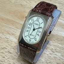 VTG Gitano Quartz Watch Unisex Gold Tone Curved Rectangle Leather~Needs ... - £20.90 GBP