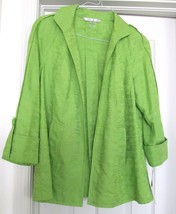 Peter Nygard Jacket Coat Unlined Cott Linen Blend 3/4 Raglan Sleeves Green 8 NEW - £35.04 GBP