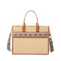 Stylish Straw Tote Bag for Women Handbag with Beach Vibes and Crossbody Handle P - £42.35 GBP