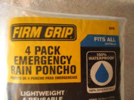 &quot; NIP &quot; Firm Grip # 6410 4 Pack Emergency Rain Poncho Fits All &quot; MUST HA... - £9.74 GBP
