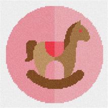 Pepita Needlepoint kit: Rocking Horse Pink, 7&quot; x 7&quot; - $50.00+