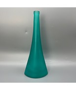 Vintage Asymmetrical Tall Bottle Pressed Glass Frosted Teal Numbered Sta... - $76.13 CAD