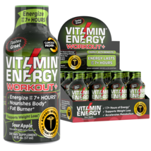 Vitamin Energy® Workout+ Sour Apple &#39;Clinically Proven&#39; Energy Shots (12pk) - £23.55 GBP
