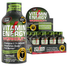 Vitamin Energy® Workout+ Sour Apple &#39;Clinically Proven&#39; Energy Shots (12pk) - £23.47 GBP